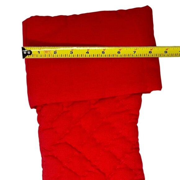 Heartstrings Red Quilted Christmas Stocking 18 Inch Lined Fold Over Cuff - Picture 5 of 8